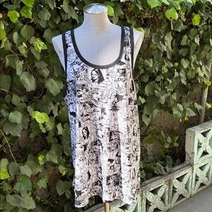 LA Dope Shop Graphic Black and White Women's Tank Top XL